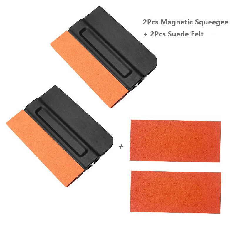 2Pcs Magnetic Vinyl Wrapping Squeegee 4Inch Suede Felt Edge Tint Squeegee Car Window Film Scraper Decal Applicator for Stickers