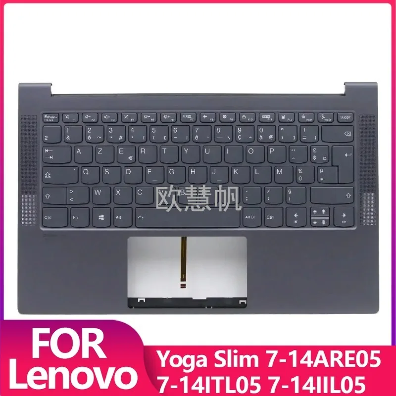 

FR New Laptop Parts for Lenovo Yoga Slim 7-14ARE05 7-14IIL05 14IIL05 Palmrest Upper C-Cover with Backlight Keyboard French Grey