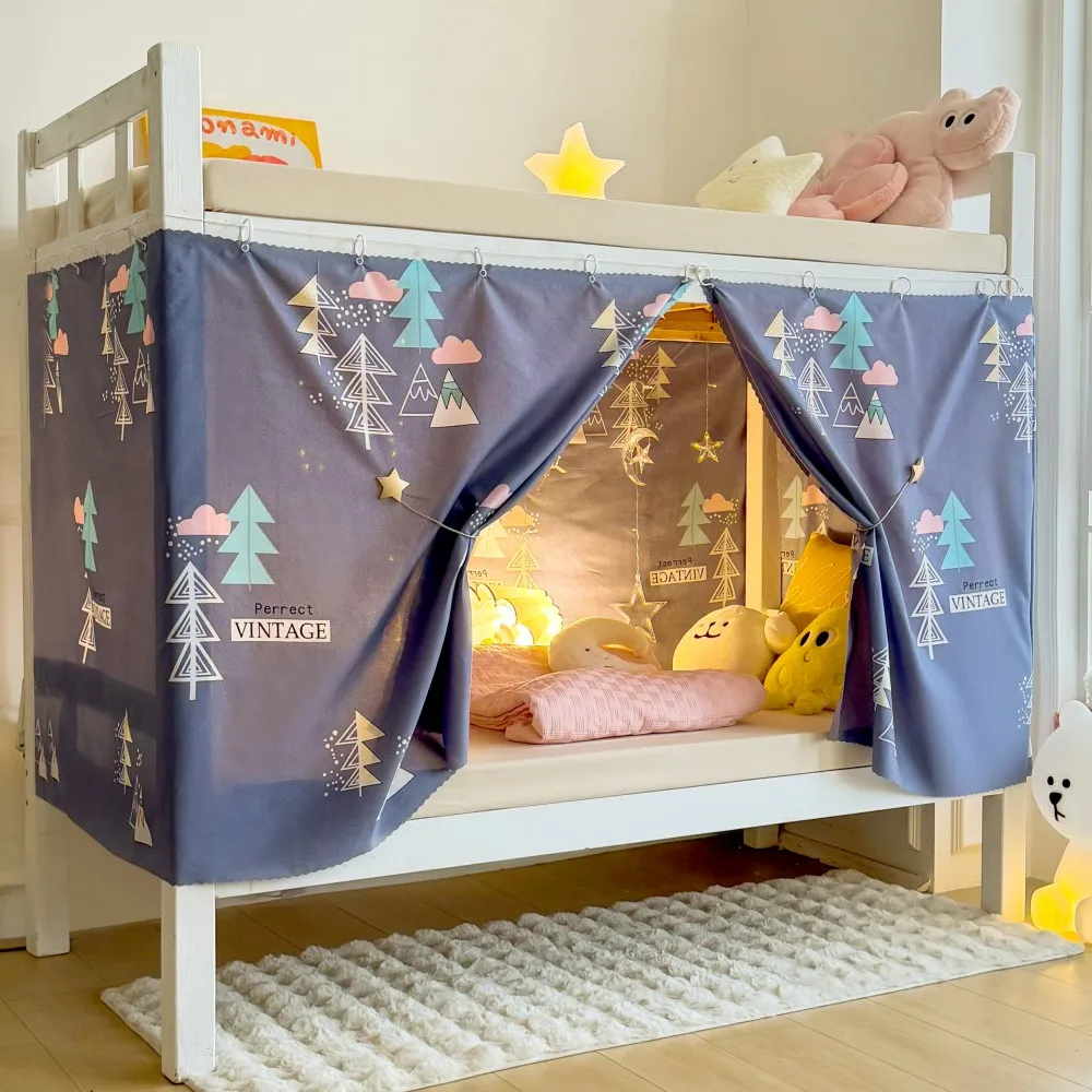 VIKAMA Blackout Bunk Bed Curtain Privacy Enclosure for Dorm & Desk Dustproof
