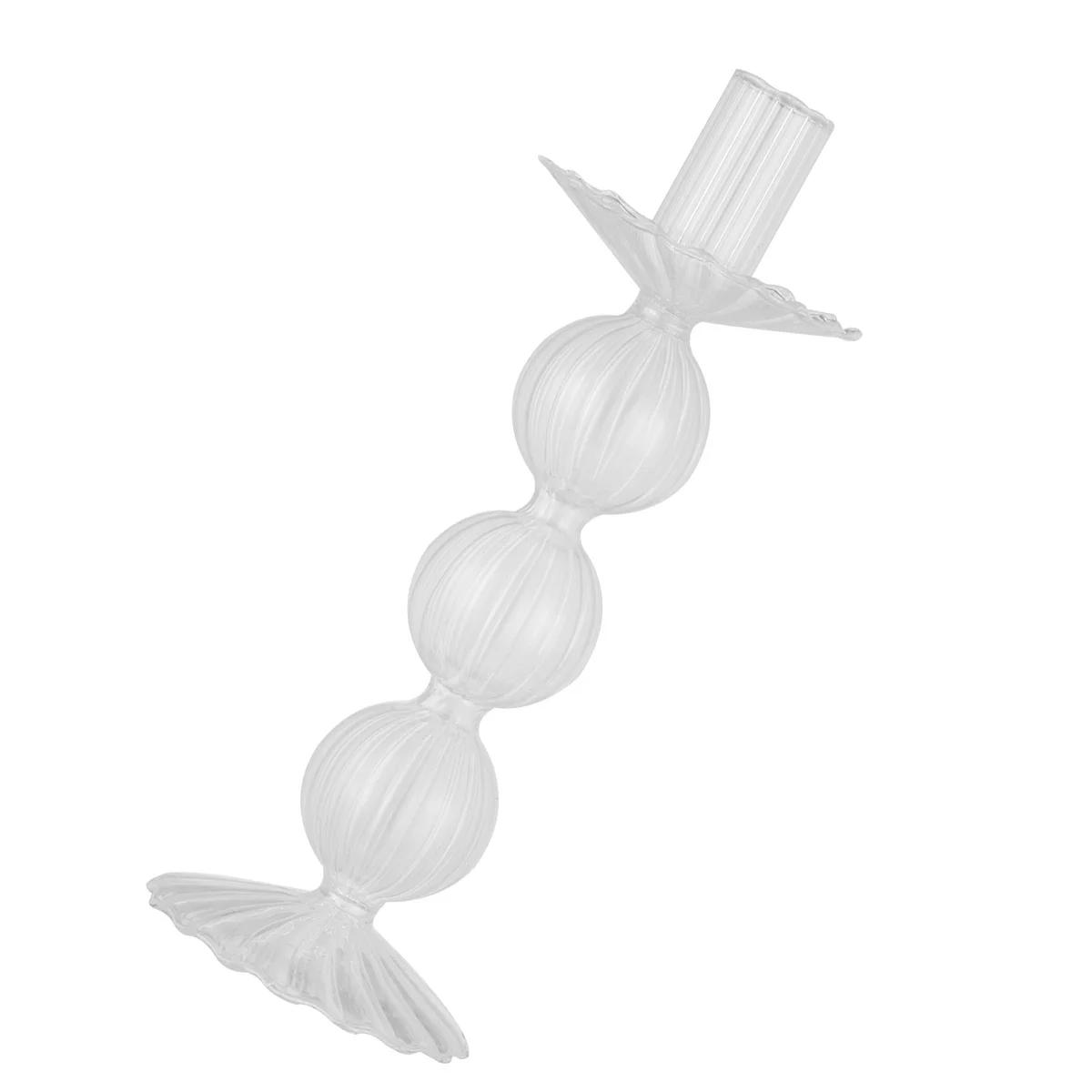 

Creative Stripe Holder Glass Made Tall Transparent Candlestick with Vintage Charm Ideal for Decorative and Functional Use