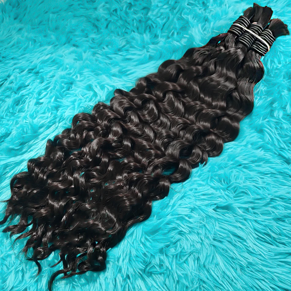 100% Real Virgin Human Hair Bulk Hair Extensions No Weft for Braiding Unprocessed Straight Loose Body Wave Bulk 18-30 Inch Black