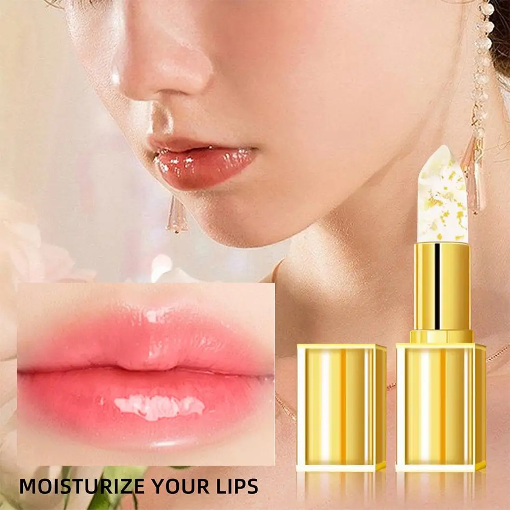 Gold Kristall Jelly Farbwechselnder Lippenstift Temperaturempfindlicher Farbwechselnder Lipgloss Nicht-verblassender Magischer Lippentint