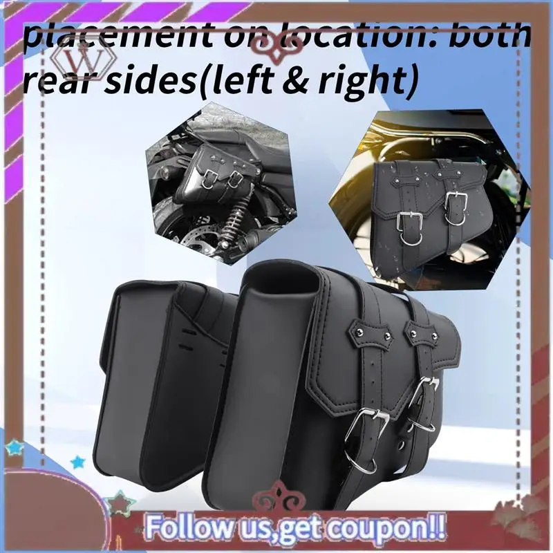 

A57E-2Pcs Universal Motorcycle Bags PU Leather Saddle Bag For Sportster XL883 XL1200 Cruiser Side Storage Tool Pouche