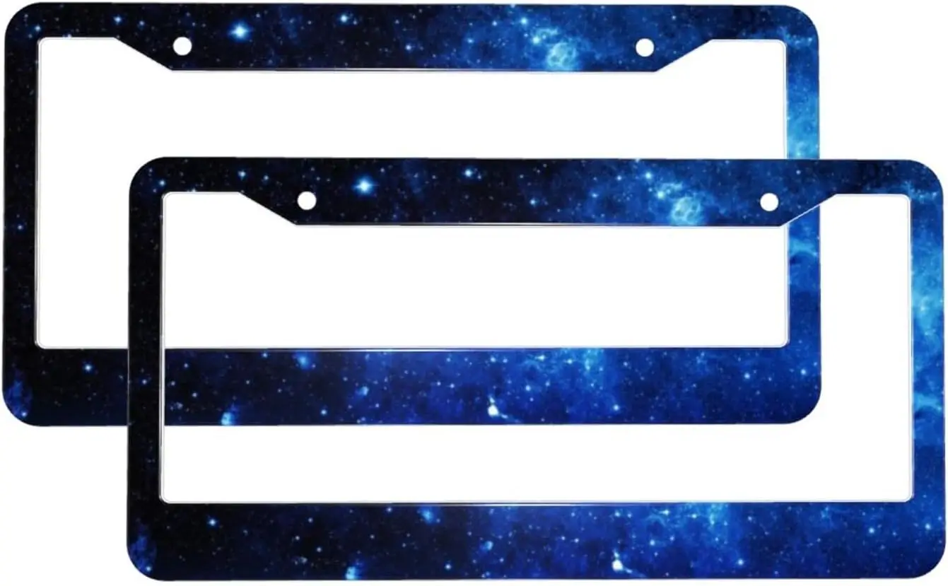 

2 шт. рамка для номерного знака Galaxy синий звездный держатель номерного знака алюминиевые рамки для автомобильных бирок автомобильные бирки крышка 3 отверстия винты
