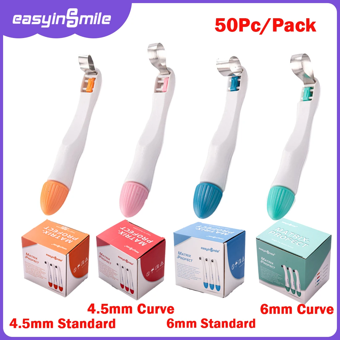 

50/10Pc Dental Pro Matrix Bands Pre Formed Sectional Matrix Band Adjustable Holder Tofflemire Tool for Teeth Filling 4.5/6mm