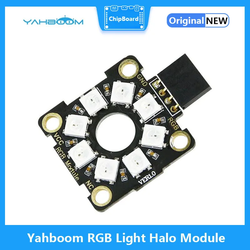 2PCS Yahboom Colorful RGB Light Halo Module 8-bit Full-color LED Light Compatible with Alligator Clip/DuPont line/PH2.0 Cable