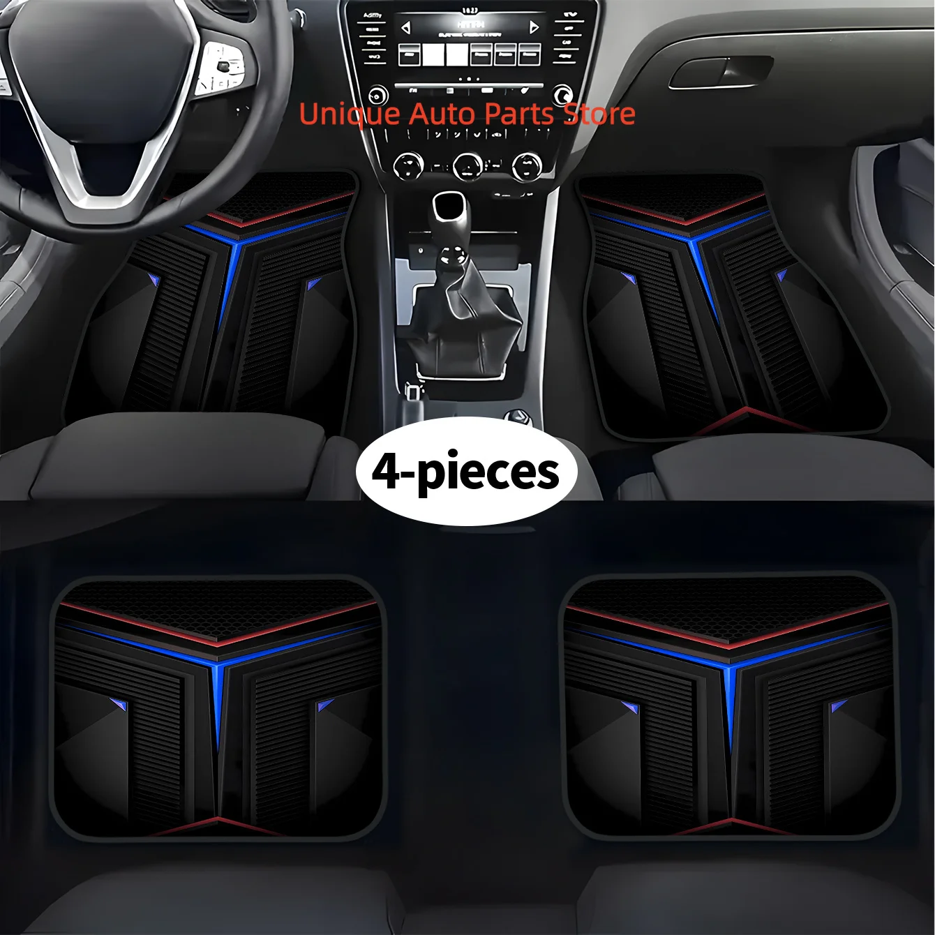 

2D 4pcs Car Floor Mat Set, Computer Case Design Print, Easy to Clean, Fashionable Interior Protection for Cars, Trucks, and SUVs