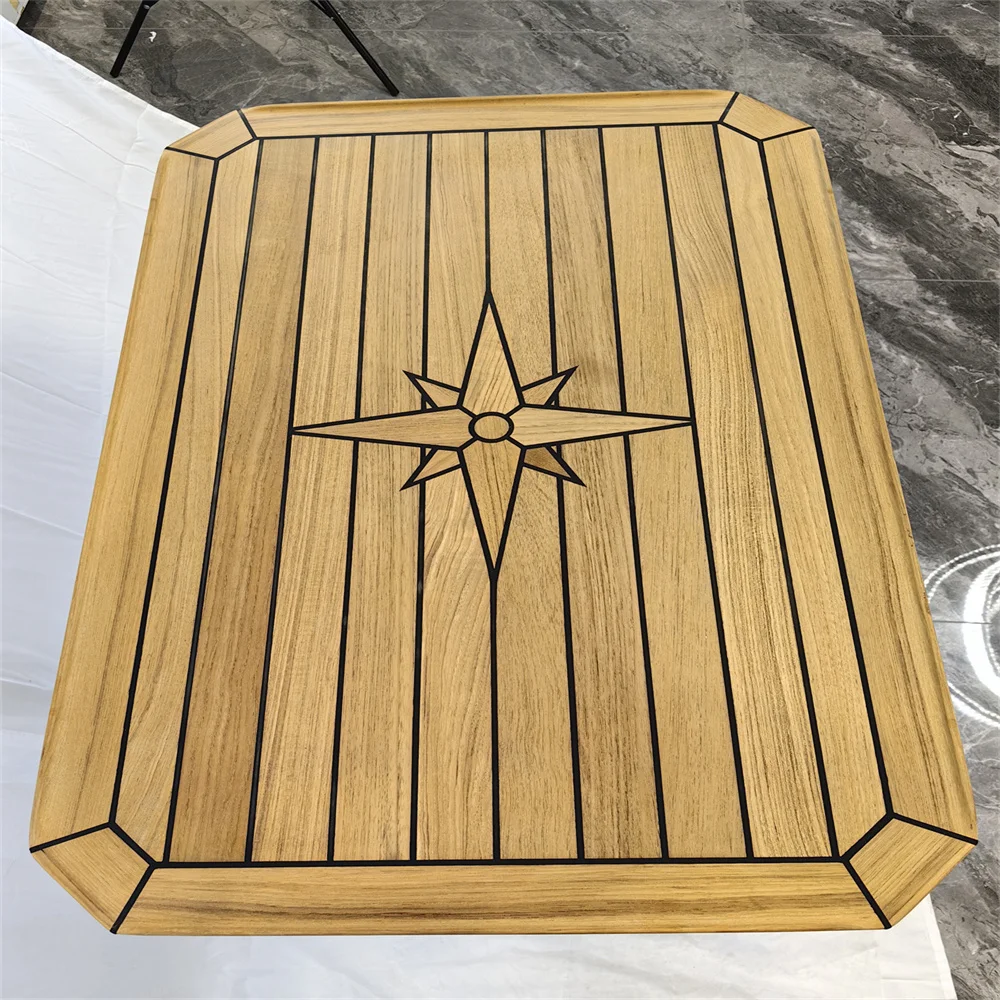 Boat Rectangular Teak Table Top 580x900mm 22.8x35.4 inch Square Corner Marine Yacht RV TT6090