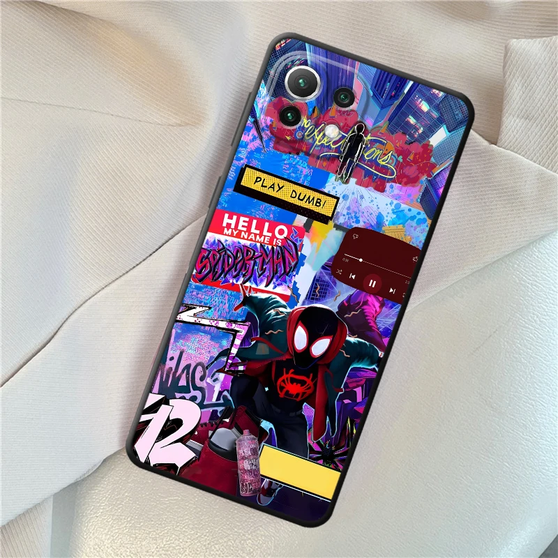 Casing untuk Xiaomi Mi 11 12 13 Lite 10T 11T 12T Pro 12X 13 14 15 Pro Sampul Ponsel Hitam Lembut Marvel Spider Man Lucu