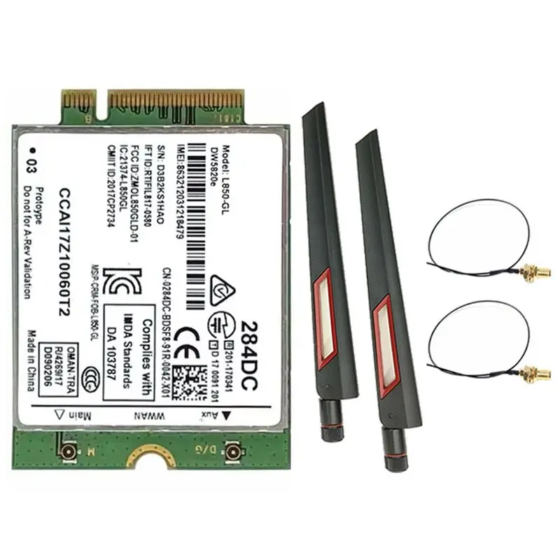 

AU61-L850-GL Dw5820e 284DC 4G WWAN-карта LTE/WCDMA, модуль 0284DC для ноутбуков DELL 3500 5400 с двумя антеннами 2X10DB