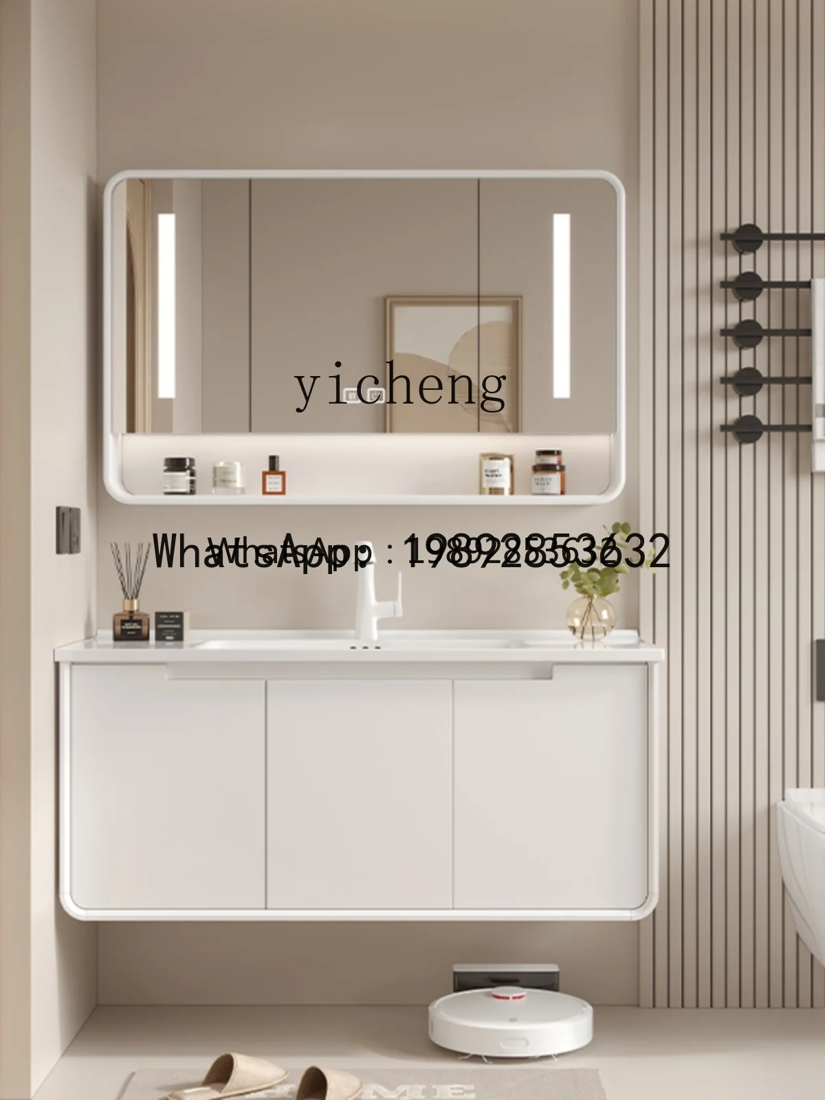 b2 Light Luxury Oak Bathroom Cabinet Ceramic Whole Washbin Wash Face Wash Basin Cabinet Combination