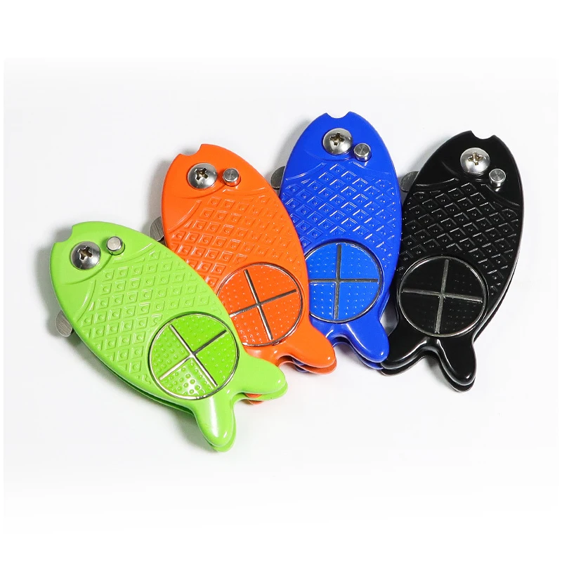 Foldable Golf Divot Repair Tool Built with A Magnetic Ball Marker with Fish Shape Stainless and Zinc Alloy Material for Practice