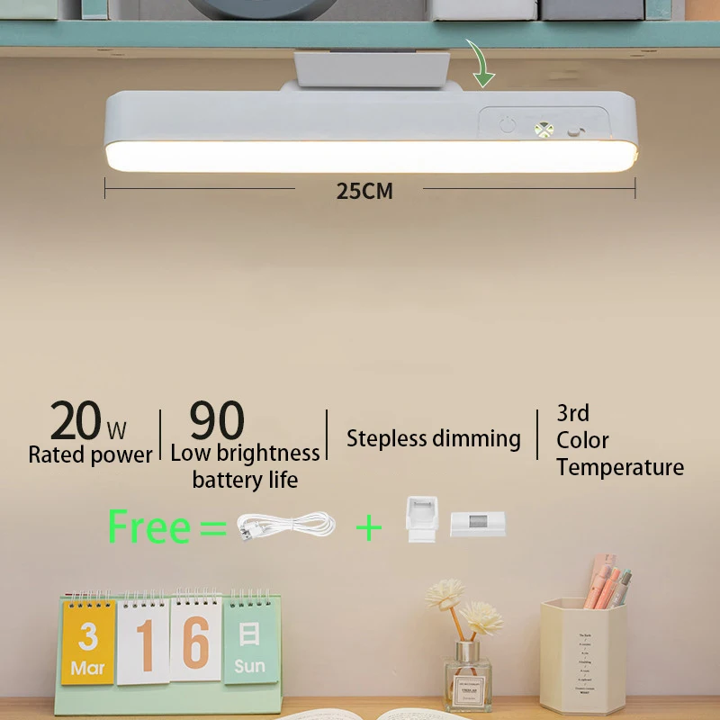 LED Desk Lamp Upright 20W 5V USB 25CM Rechargeable Eye Protection Table Lamps Portable Bedroom Reading Makeup Mirror Wall Light