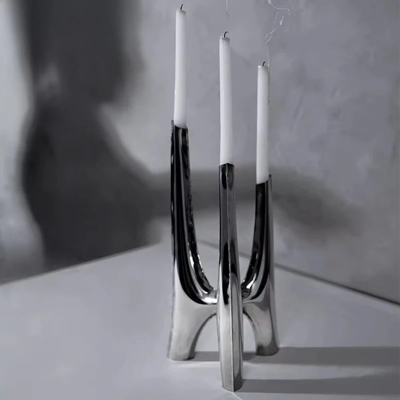 

Neo-classical Style Stainless Steel Christmas Decoration Supplies Art Deco Candle Stand for Home Deco