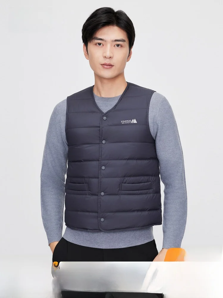

Snow Flying 2026 Spring Autumn Men's down Vest Casual Warmth Business Casual Inner Wear V-neck Polyester Fiber Dad Style