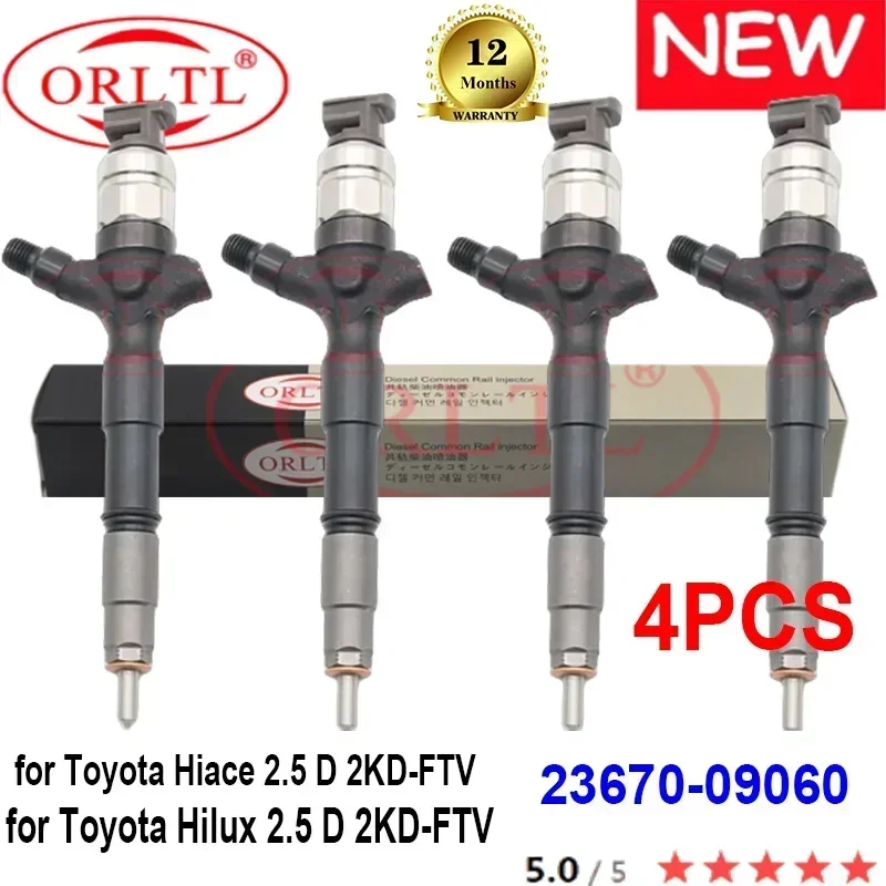 

4 шт. НОВЫЕ форсунки Common Rail 23670-09060 (2367009060, 23670 09060) для Toyota Hiace, Denso Hilux 2KD-FTV D4D