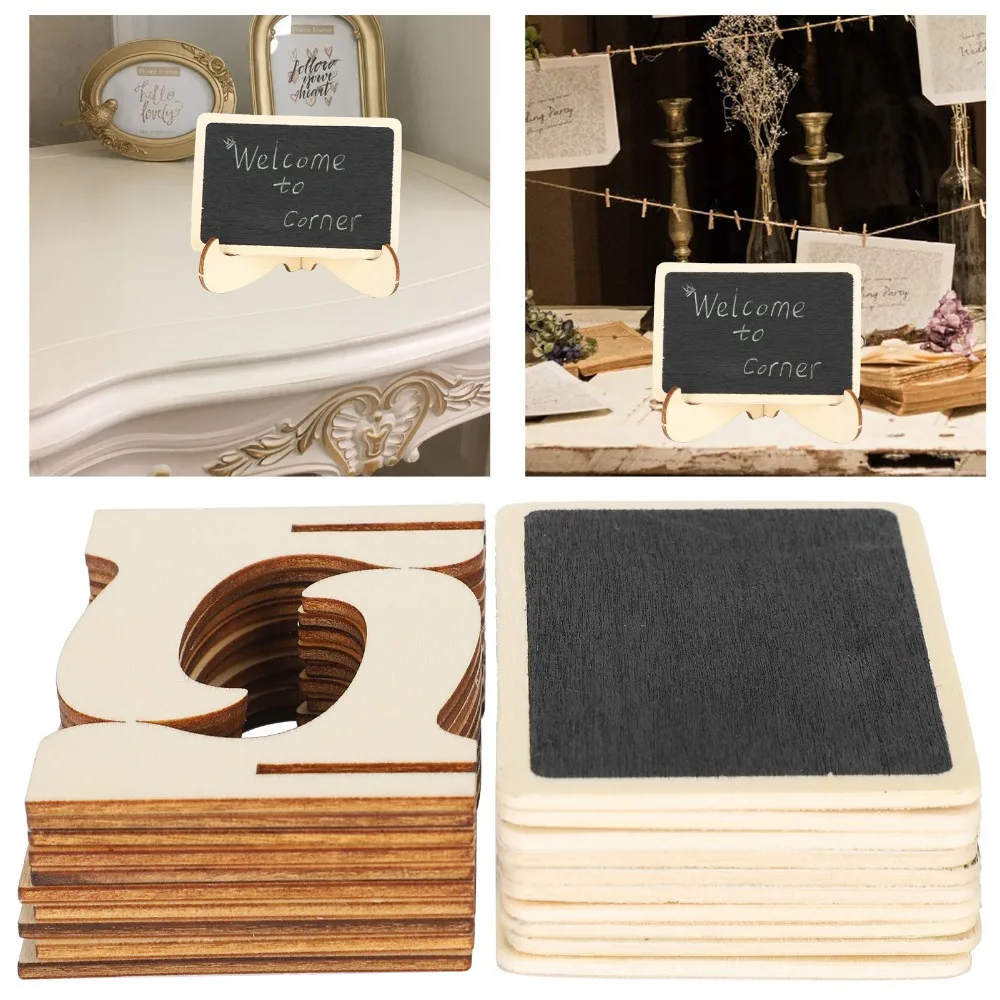 20 pcs Wood Construction Mini Chalkboard Signs Compact Size Lightweight Wooden Table Markers Reusable Blank Surface