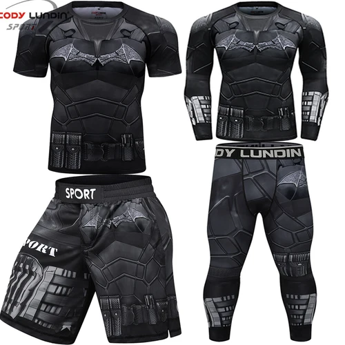 Camiseta y pantalones cortos de MMA Rashguard para hombres, chándal BJJ, camisetas de boxeo, Muay Thai, MMA, compresión, Kickboxing, deportes Se
