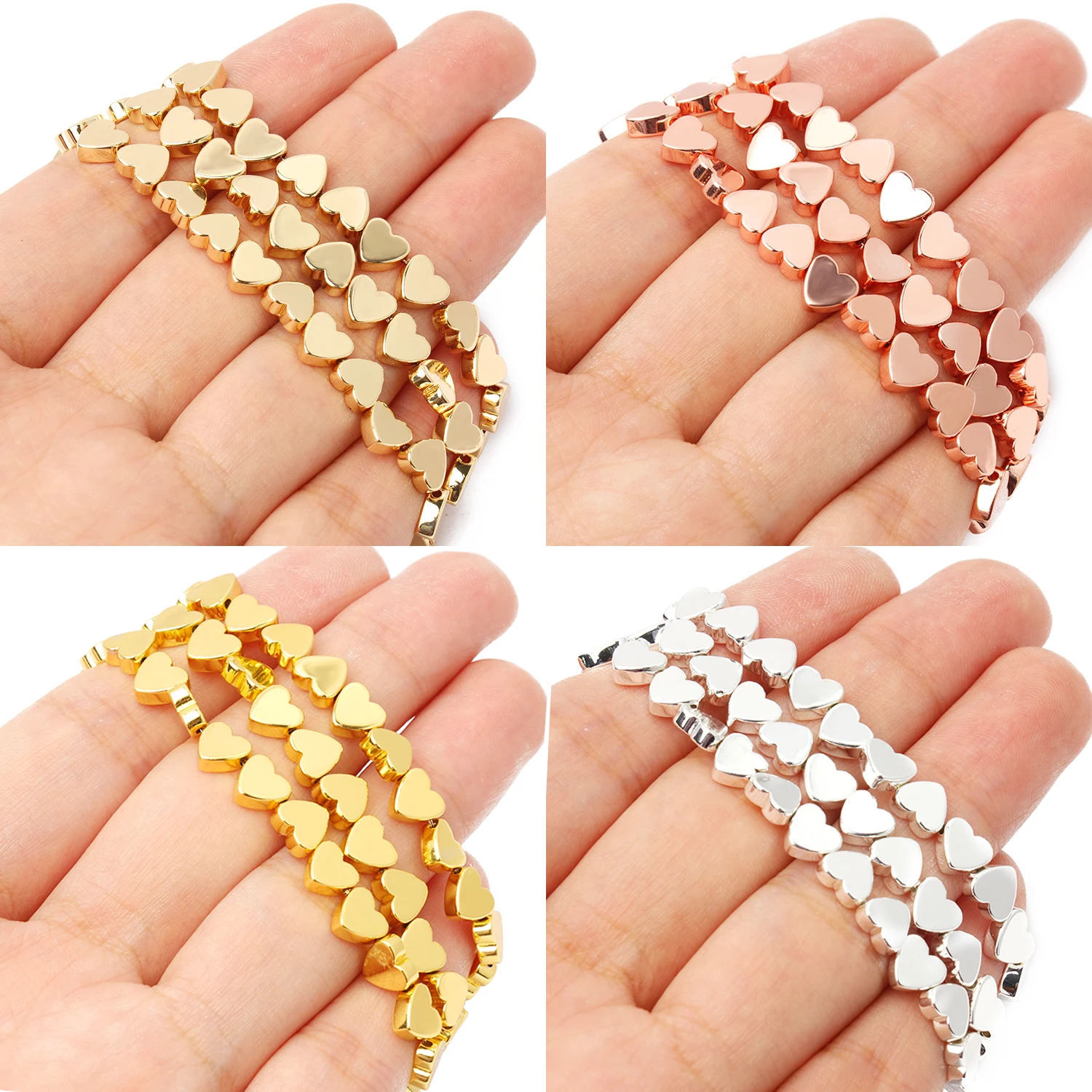 5x6 مللي متر الحب شكل قلب الهيماتيت حبة الحجر الطبيعي مطلي الذهب الفضة الأسود فضفاض الخرز لصنع المجوهرات أساور Charms بها بنفسك