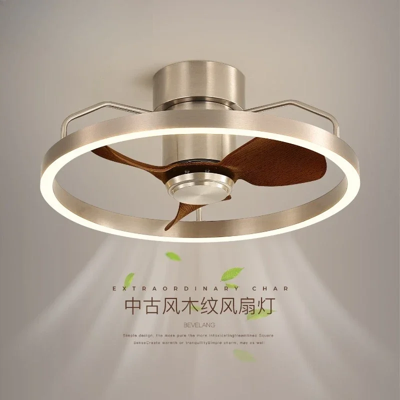 Bedroom fan light 2026 new Bauhaus American retro restaurant silent electric fan integrated room lamp
