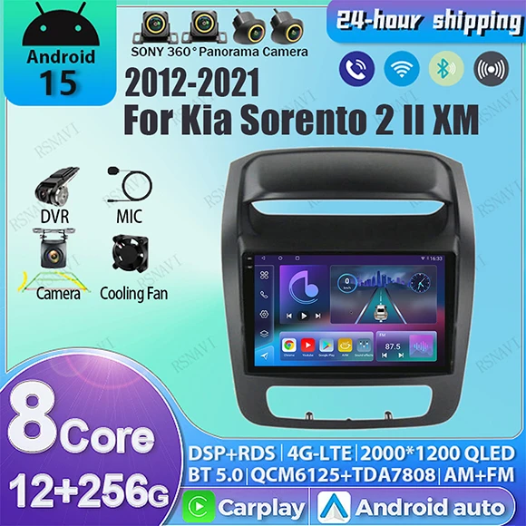 Android 16 For Kia Sorento 2012 - 2021 Car Radio Navigation GPS Multimedia Video Player Stereo Wireless Carplay Auto WIFI+4G DSP