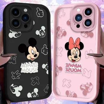 Schöne Disney Mickey Minnie Maus Hülle für iPhone 16 15 14 13 12 11 Pro Max X XS XS Max XR SE 2020 7 8 Plus weiche Silikonhülle