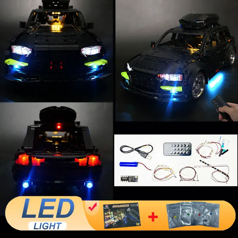 Kit de luz led para lego preto rs6 avant super carro de corrida t5023 lâmpada presente (não inclui blocos de construção kits de tijolos conjuntos modelo)