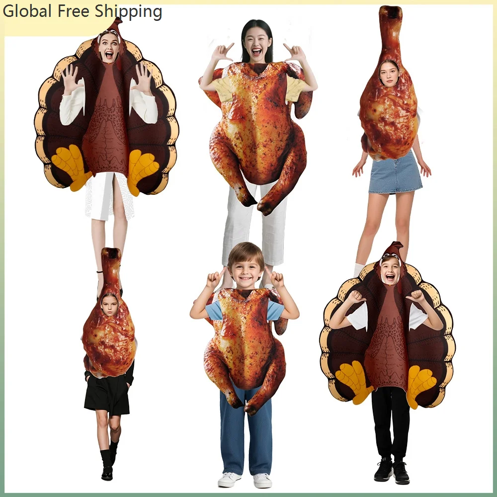 

Thanksgiving Parent-child Role-playing Roast Chicken Costume Funny Holiday Party Turkey Jumpsuit Stage Props Performance Costume