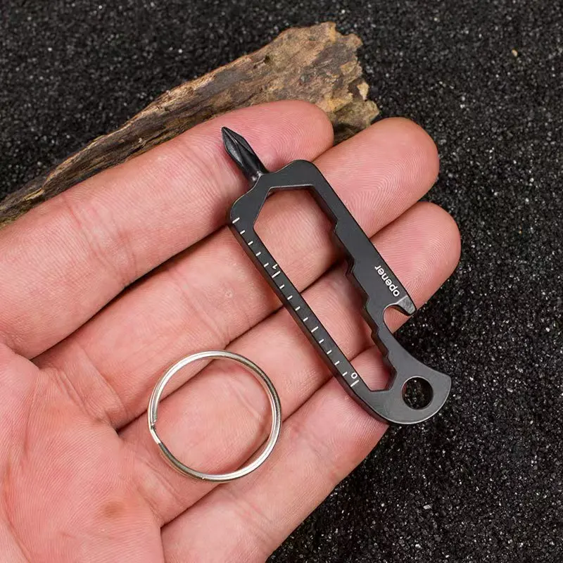 

EDC Screwdriver Ruler Multifunctional Mini Tool Outdoor Bottle Opener Hanging Buckle Tool Card Travel
