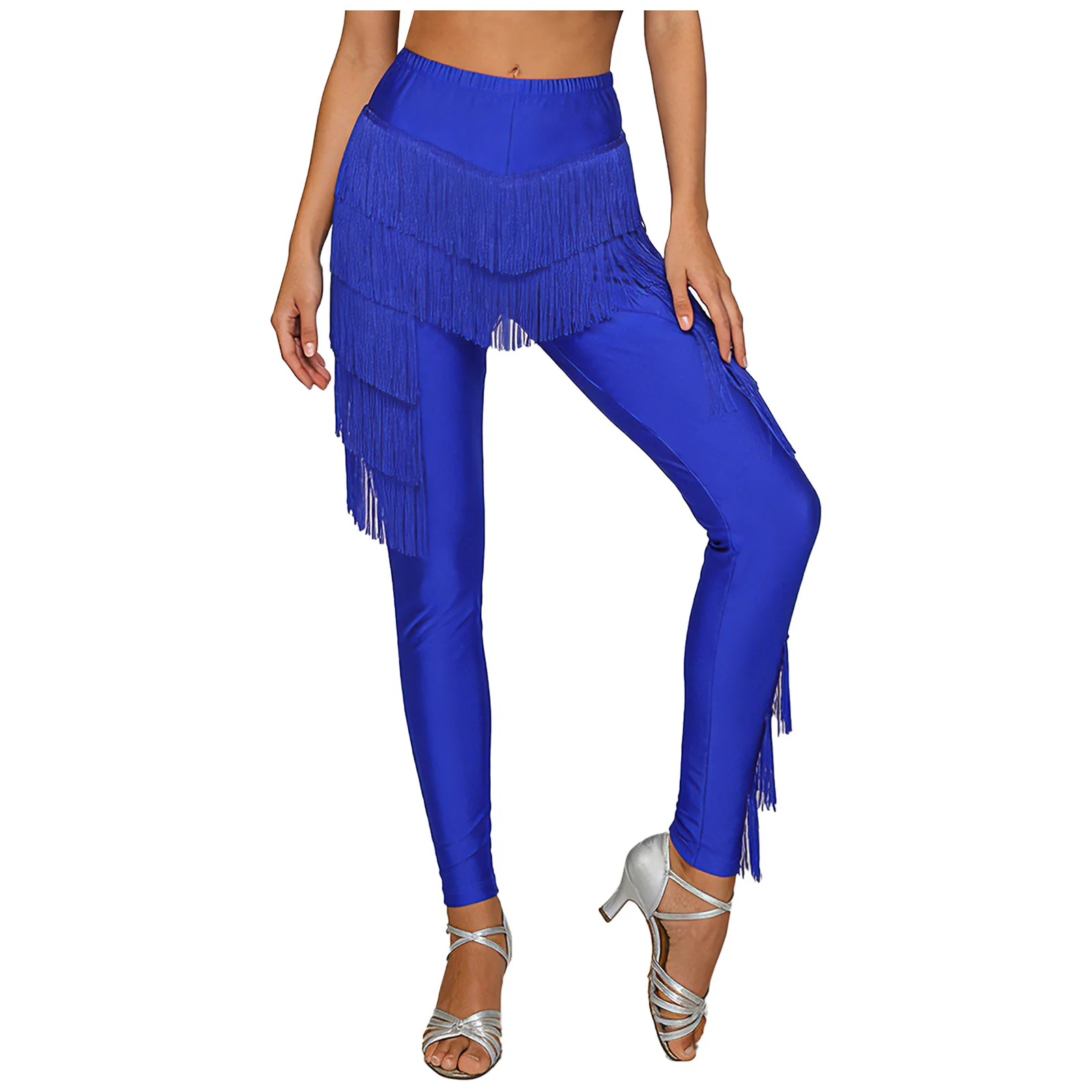 المرأة شرابات هامش السراويل الرقص اللاتينية المتدرج مطاطا حزام طماق بنطلون التانغو تشا تشا السالسا أداء الرقص زي #2