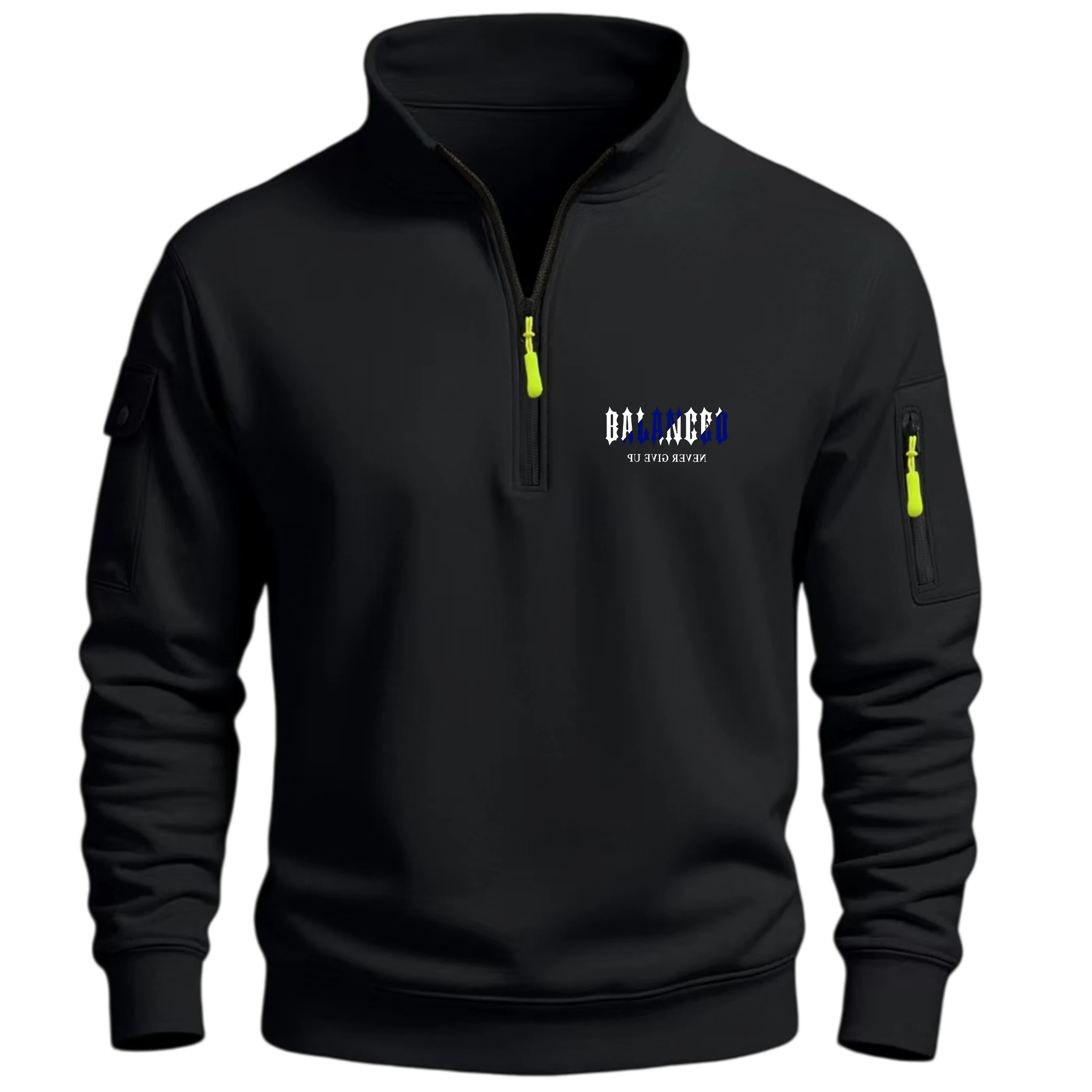 Winter Plush Half Zip Stand Up Collar Pullover Solid Color Casual Hoodie for Men's Cross-Border Fashion Brand
