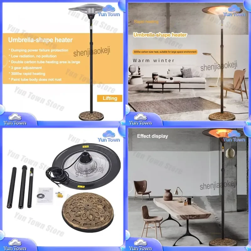 electric patio umbrella heater SUNHEAT Portable Propane with Drink Table, Golden Hammered Patio Heaters will expel winter coldness and send spring warmth to YOU and YOUR FAMILIES Electric Patio Umbrella Heater Umbrella