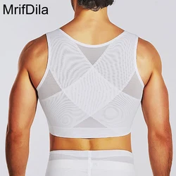 MrifDila Belly Slimming Vest Men's Chest Compression Posture Corrector Back Support Vest Breathable Elastic Shirt Body Shaper