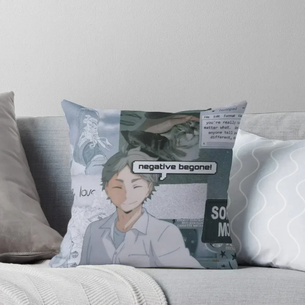 Sugawara Koushi Negativity Begone! Throw Pillow Decorative pillowcase Sofa Covers For Living Room Pillowcases pillow