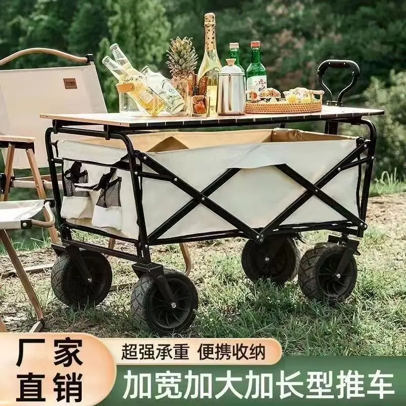 Camping Carts Portable Folding Cart Large Capacity Trolley Multifunction Cart Light Handcart Folding Wagon Outdoor Camp Trailer