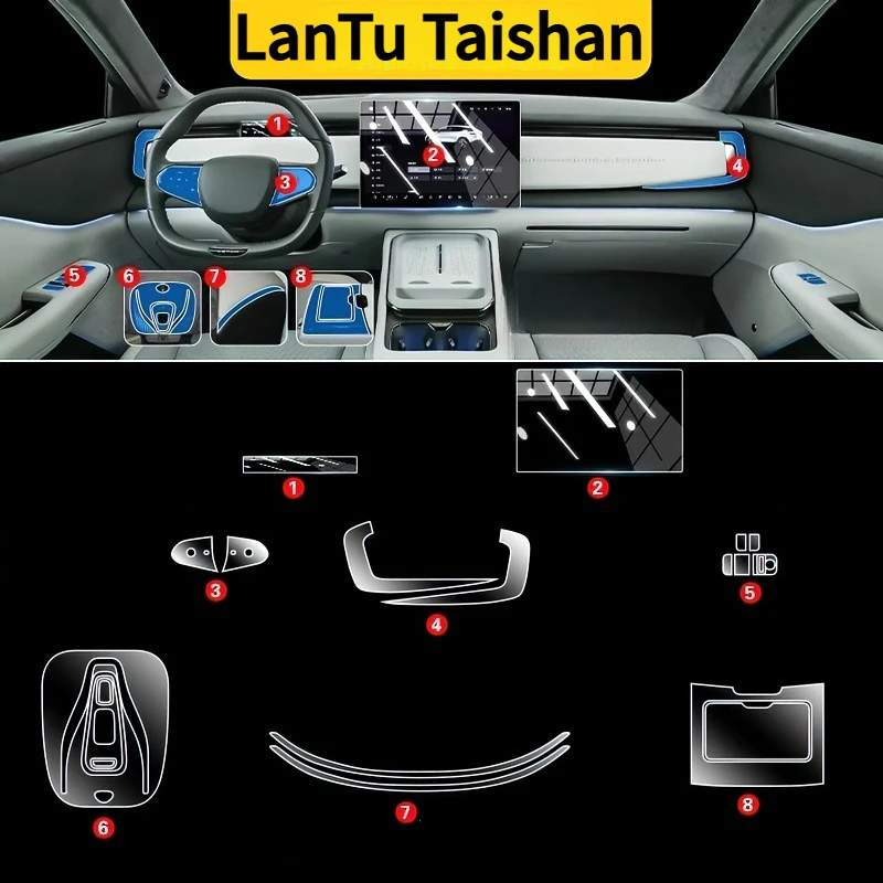 

For LanTu Taishan interior protection Dashboard Multimedia GPS Navigation Transparent Scratch-Resistant Film Modification