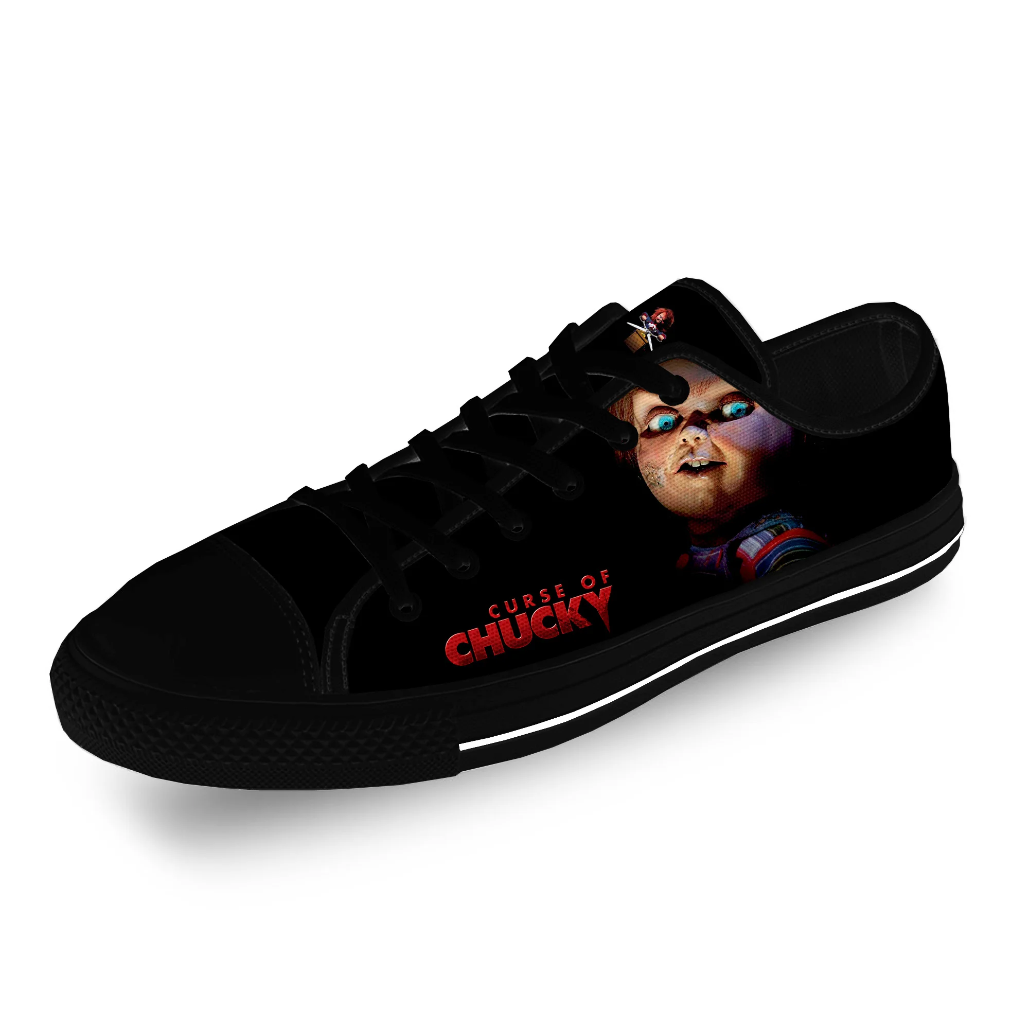 Movie Horror Childs Play Chucky Casual Cloth Fashion 3D Print Low Top Canvas Shoes Men Women Lightweight Breathable Sneakers