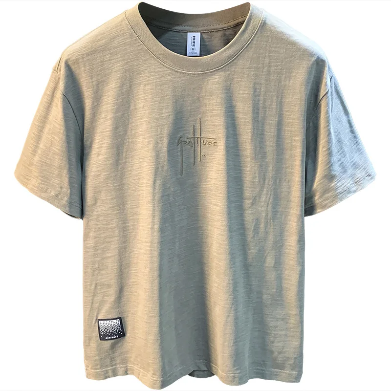 T-shirt men's 2025 summer new fashion simple round neck breathable loose short sleeved comfortable men's top