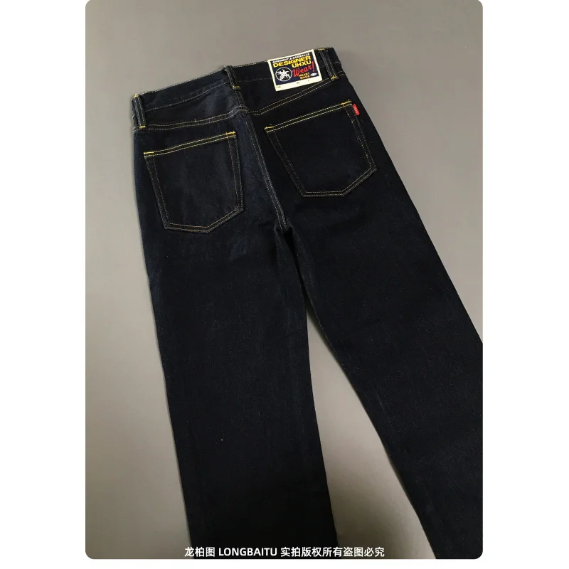 جينز أصلي عالي الجودة للرجال لخريف وشتاء 2025 نمط جديد فضفاض مستقيم أنبوب بسيط غير رسمي سروال ثقيل الوزن #1