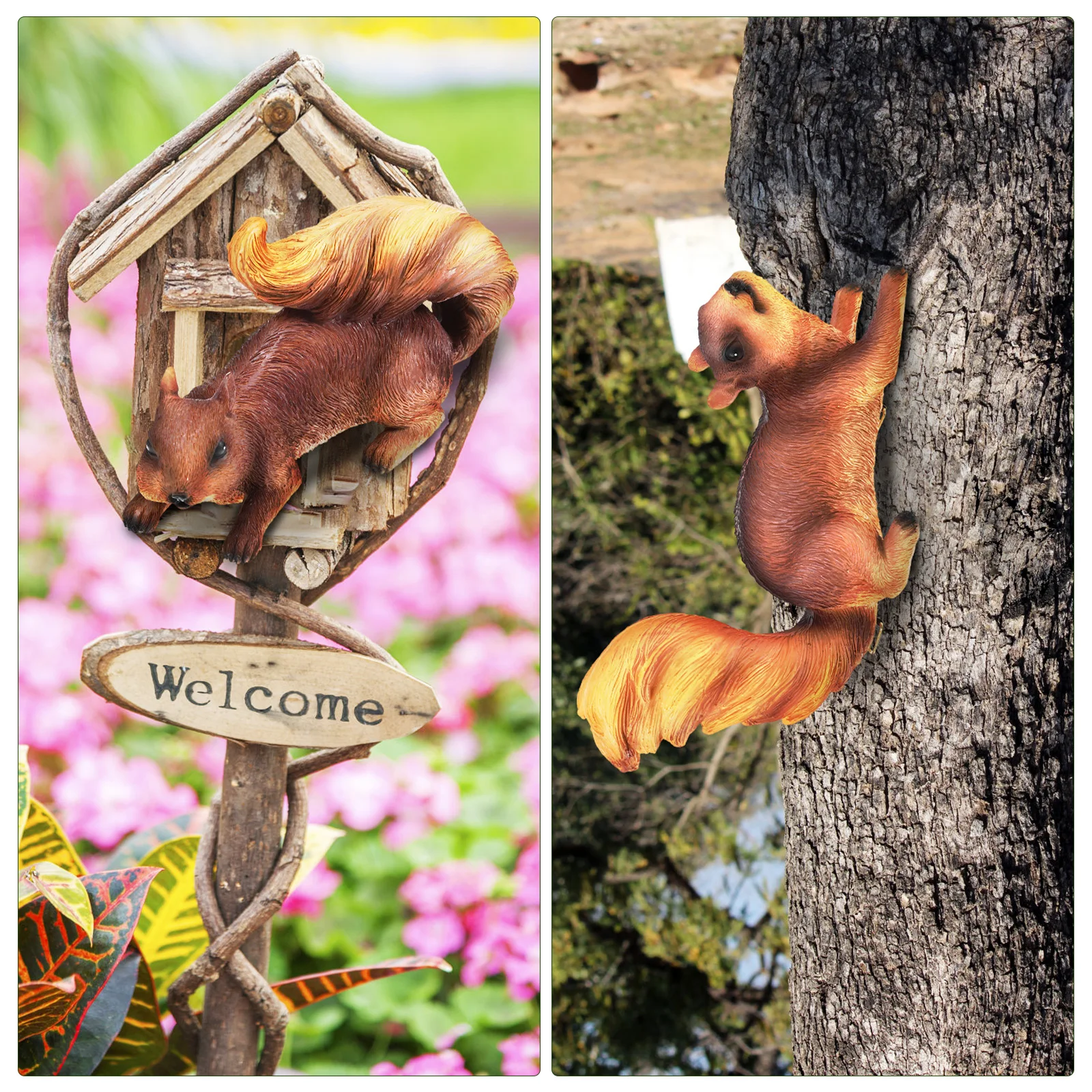 

2pcs Resin Garden Decor Outdoor Statues Landscape Animal Sculptures for Squirrel Sculptures Home Decor