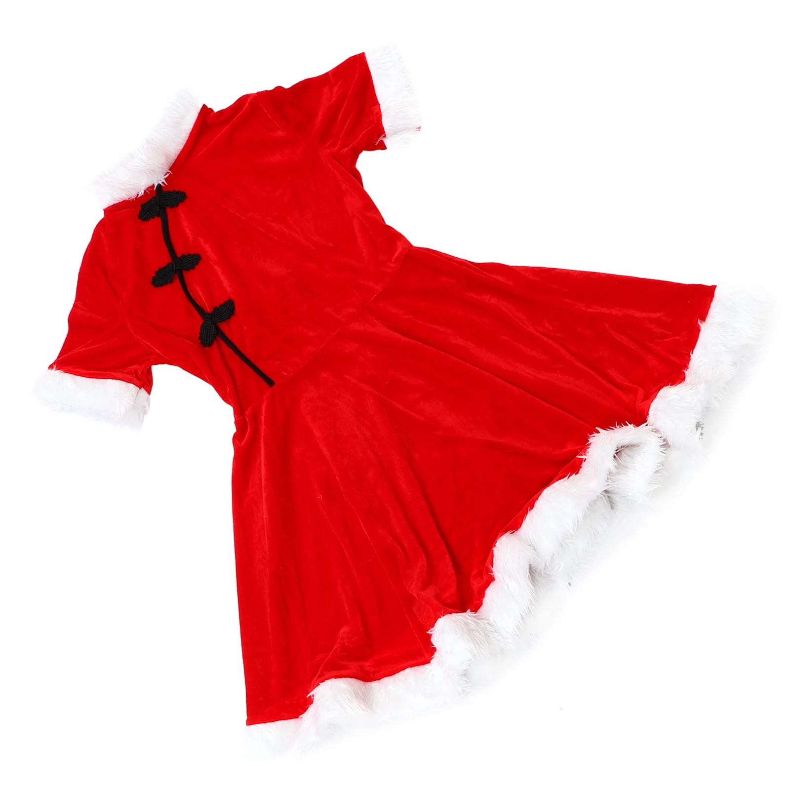 

1 pc Red Party Costume Creative Skirt Chinese Style Performance Costume Elegant Short Dress Festival Clubbing Wearable (M)