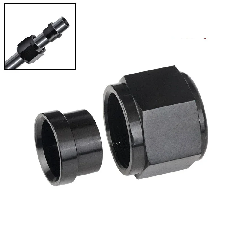 

AN4- AN12 10AN Hardline Tube Nut and Sleeve Fitting Adapter for 5/8" Hard Line Aluminum Black, 2 sets