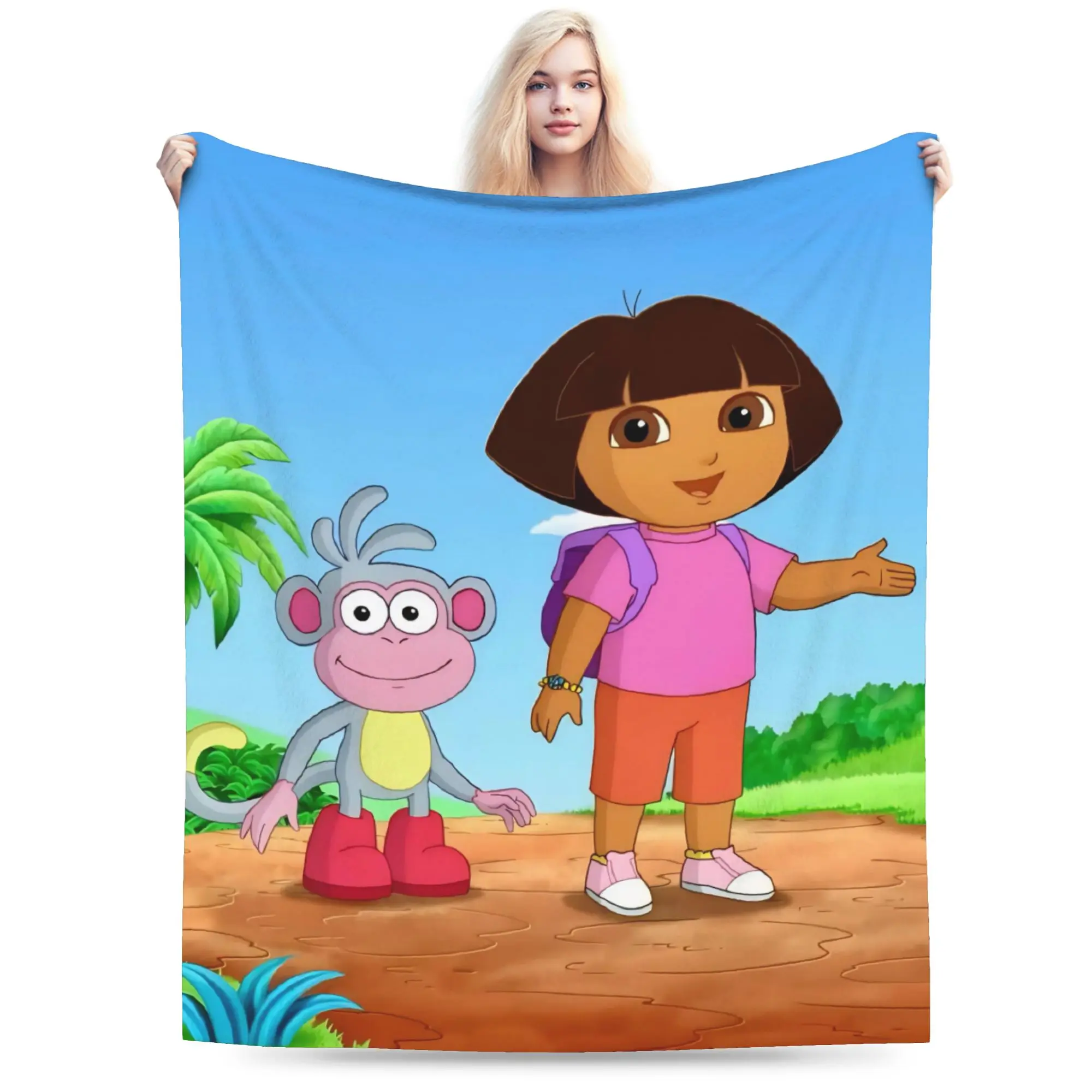 D-Doras The Explorers Throw Blanket for Couch  Soft Fuzzy Plush Blanket 50x60 Inches Multi-size Bedspreads for All Seasons