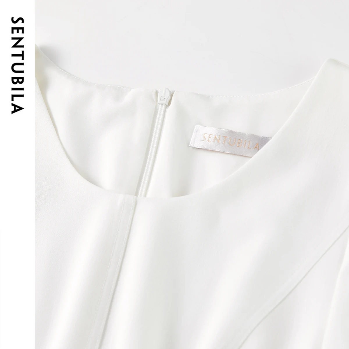 SENTUBILA Letnia Długa Biała Sukienka Damska Kolekcja 2025 Nowa Prosta Elegancka Sukienka z Bufiastymi Rękawami Odzież Formalna Damska 152LK0095