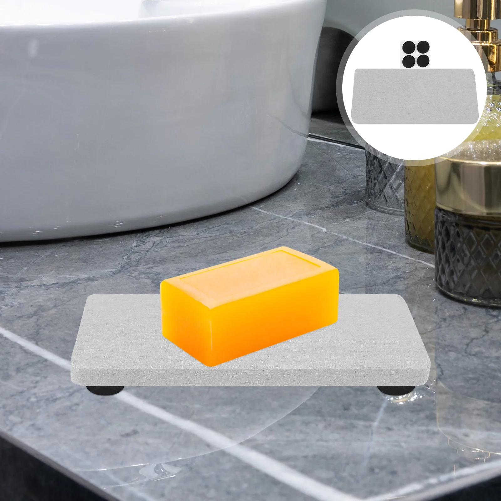 

Diatomite Coaster Absorbent Rectangle Soap Holder Countertop Mat Kitchen Bathroom Drying Pad Lightweight Soap Dish For