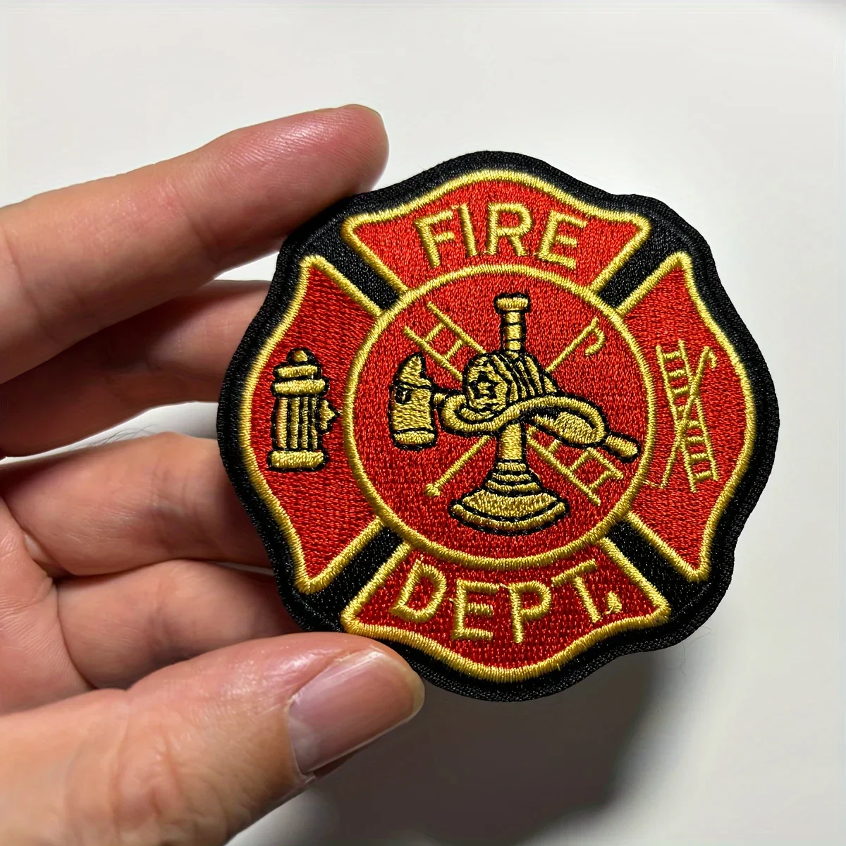 Fire Department Shield Cross Embroidered Patch - Iron-On/Sew-On, 3\