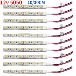 Bande lumineuse LED flexible non étanche, lampe Tira Home Decor, lampe de voiture, DC 12V, 10cm, 6LED, 30cm, 18LED, SMD5050, 5 pièces