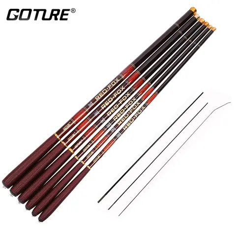 Goture RED FOX 잉어 낚싯대, 초경량 스트림 폴 로드, 탄소 섬유 파워 핸드, 대만 민물 낚싯대, 3.0m-7.2m
