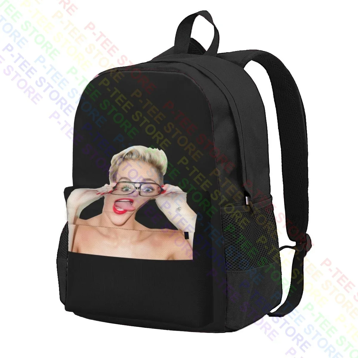 Miley Cyrus Tongue Out Bella Hannah Montana Large Capacity Backpack Bookbag Backpack Storage Bag School Sport Bag