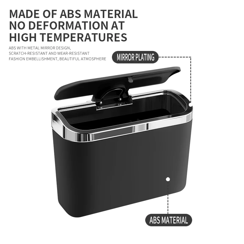 Luxury Electroplated Edge Car Trash Can with Lid Universal Interior Storage Bin for Vehicle Enhances Car Interior Grade - view 5